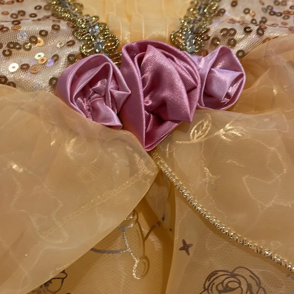 Disney Yellow Princess Belle Dress Costume with Pink Accents